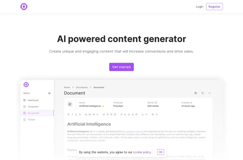  AI powered content generator