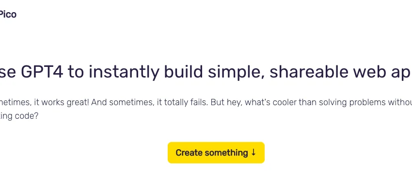  Construa aplicativos da web simples e compartilháveis sem a necessidade de escrever código com o Pico.