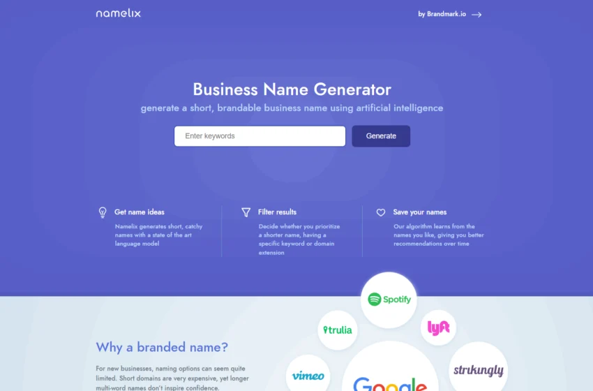  Namelix: A Poderosa ferramenta de IA para criar nomes criativos e marcantes para empresas.