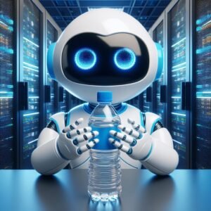 inteligência artificial (chatbot) segurando uma garrafa de água